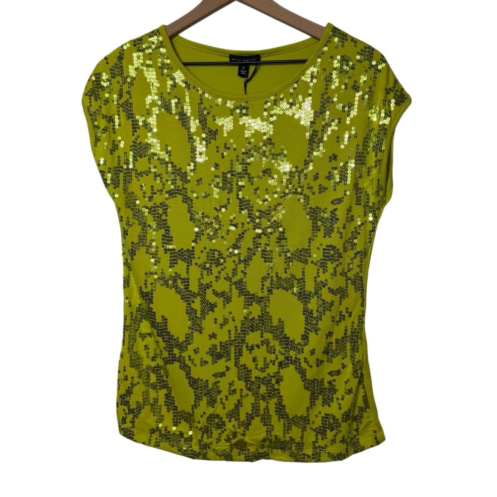 WILLI SMITH GREEN SHINY WOMEN BLOUSE SIZE SMALL BRAND NEW WITH TAGS